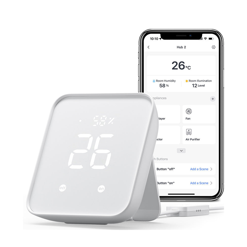 SwitchBot Hub 2 | Work as a WiFi Thermometer Hygrometer, IR Remote Control, Smart Remote and Light Sensor, Link SwitchBot to Wi-Fi (Support 2.4GHz), Compatible with Alexa&Google Assistant