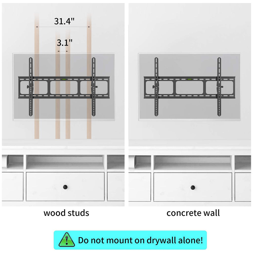 AMER Heavy Duty Low Profile Tilting Flat Panel Wall Mount, Max Panel Weight 132lbs Designed for Most of 40-100 inch LED, LCD, OLED Flat Screen Panel, Supports VESA800x500 (BIGASSMOUNT60T)