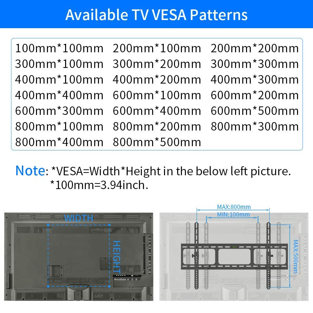 AMER Heavy Duty Low Profile Tilting Flat Panel Wall Mount, Max Panel Weight 132lbs Designed for Most of 40-100 inch LED, LCD, OLED Flat Screen Panel, Supports VESA800x500 (BIGASSMOUNT60T)
