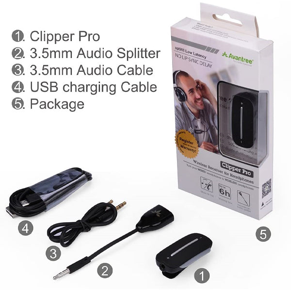 Avantree [Clipper Pro] Bluetooth Music Receiver [BT 4.2] with aptX codec