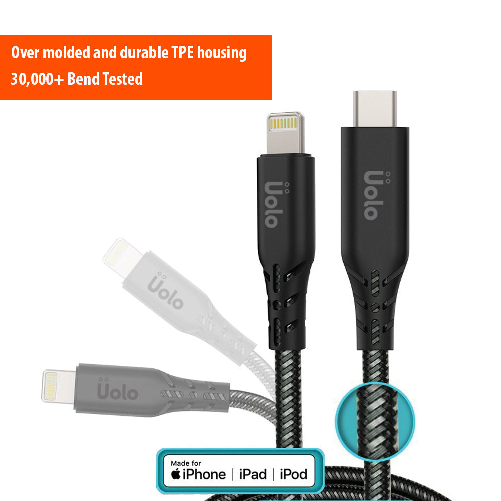 Uolo Link 2m Braided USB C to Lightning Charge & Sync Cable