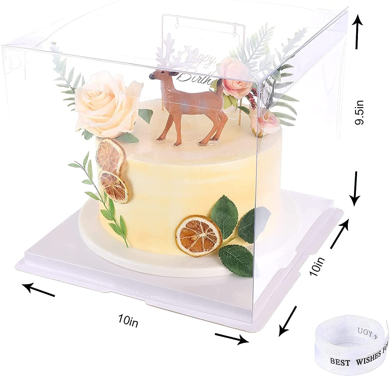 Clear Cake Box Perfect for Birthdays, Weddings, Anniversaries, Etc - 8" 26x26x25