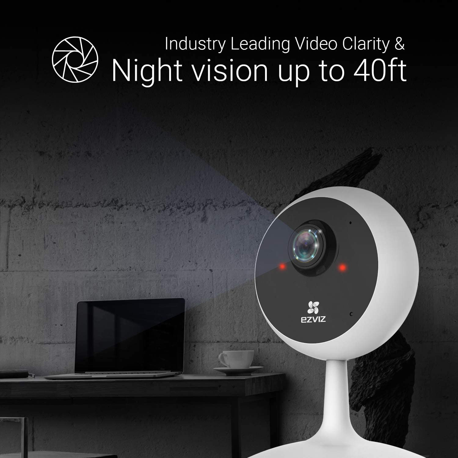 EZVIZ C1C 1080P Indoor WiFi Security Camera, Smart Motion Detection, Two-Way Audio, 40ft Night Vision, Works with Alexa & Google Assistant