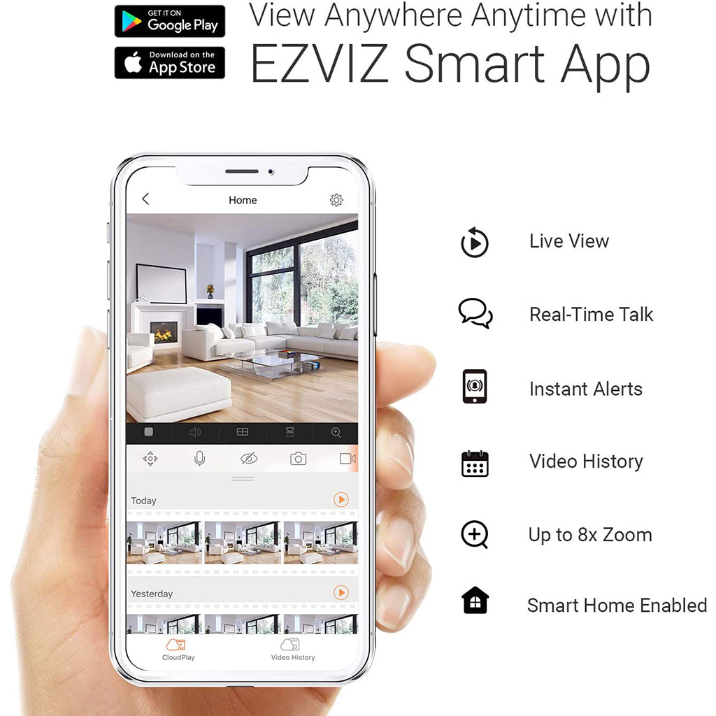 EZVIZ C1C 1080P Indoor WiFi Security Camera, Smart Motion Detection, Two-Way Audio, 40ft Night Vision, Works with Alexa & Google Assistant