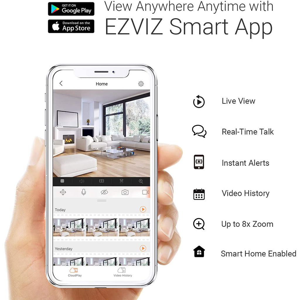 EZVIZ C1C 1080P Indoor WiFi Security Camera, Smart Motion Detection, Two-Way Audio, 40ft Night Vision, Works with Alexa & Google Assistant