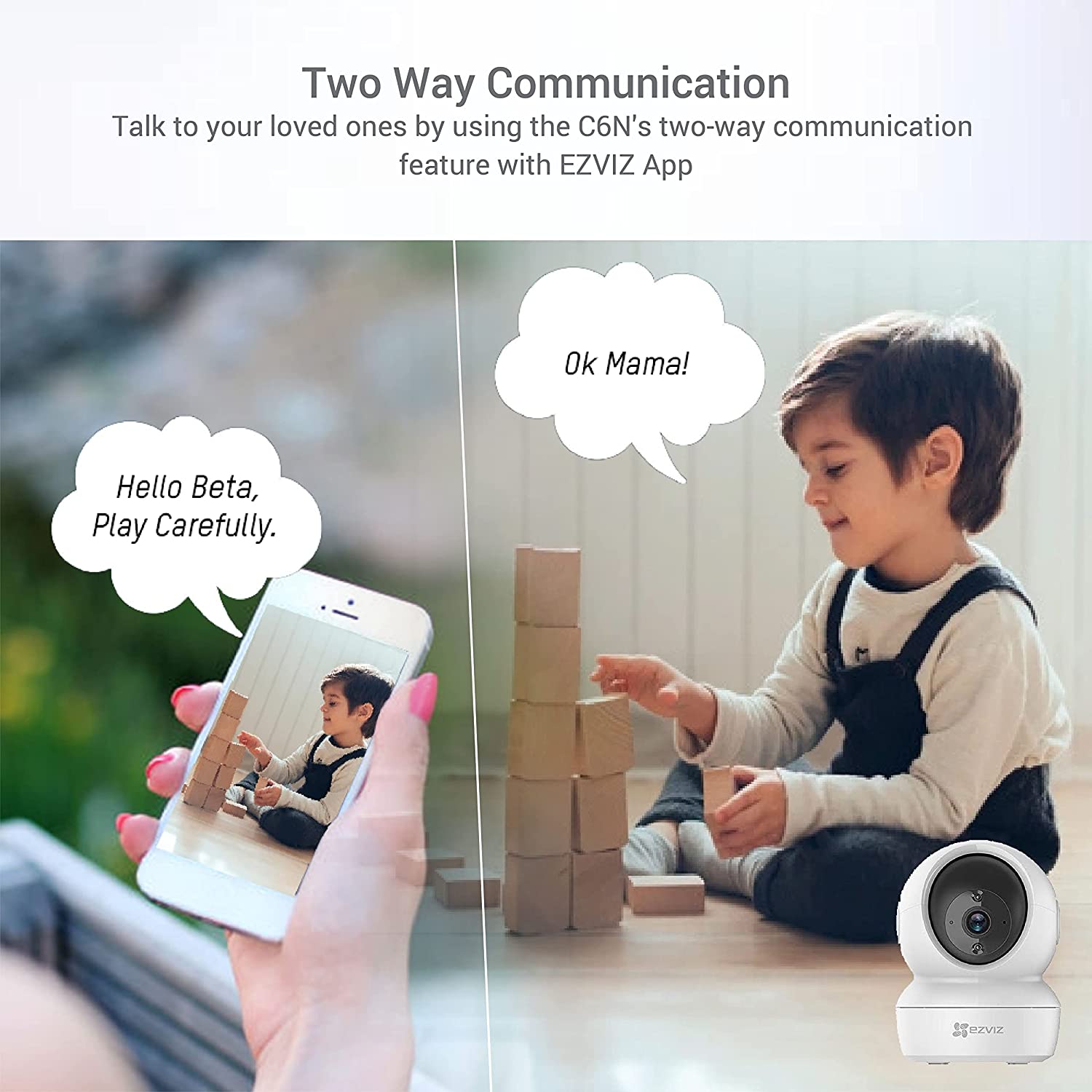 EZVIZ C6N 4MP Indoor WiFi Pan & Tilt Camera, Motion Detection with H.265 Video Technology, Smart Tracking, Smart Night Vision, Two-Way Talk - White