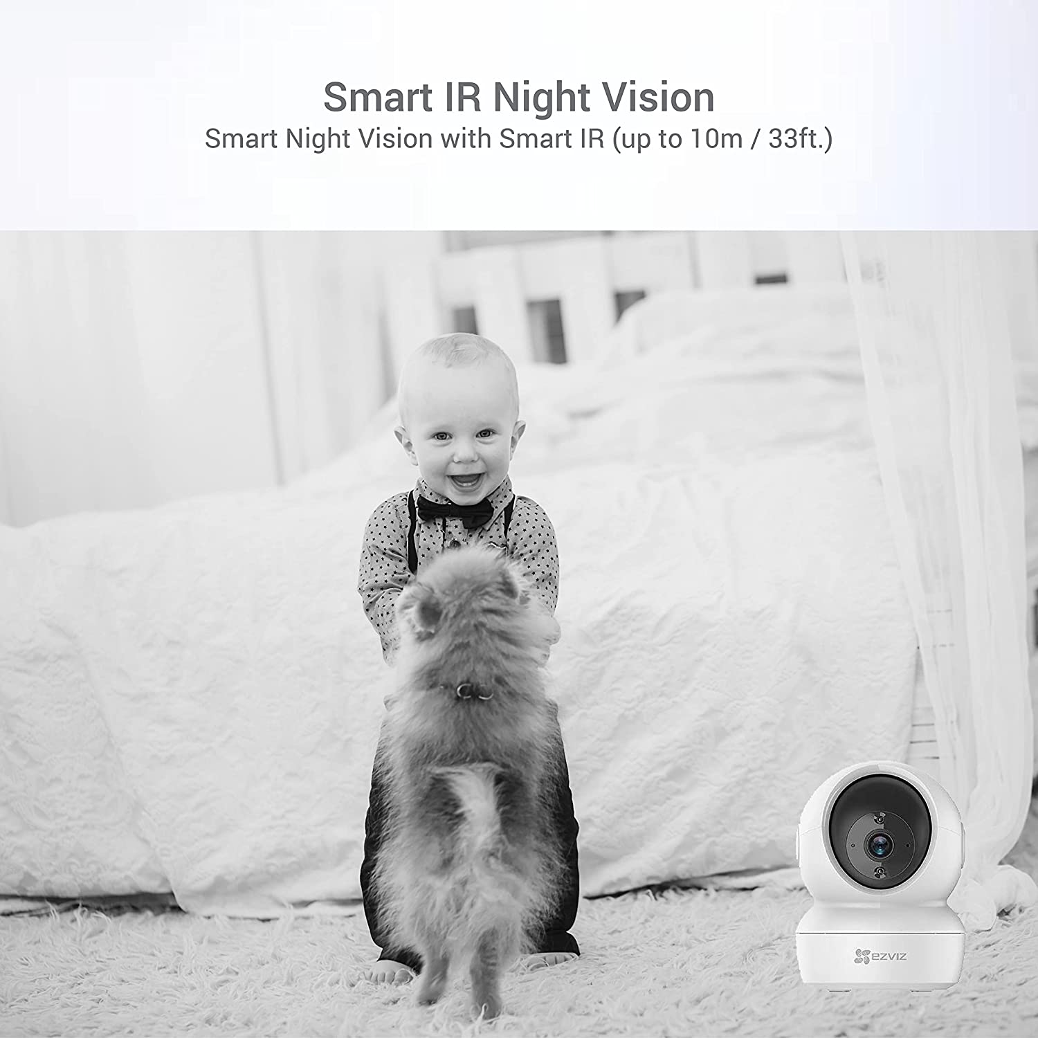 EZVIZ C6N 4MP Indoor WiFi Pan & Tilt Camera, Motion Detection with H.265 Video Technology, Smart Tracking, Smart Night Vision, Two-Way Talk - White