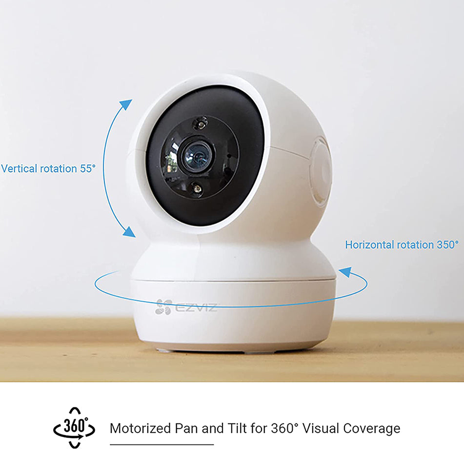 EZVIZ C6N 4MP Indoor WiFi Pan & Tilt Camera, Motion Detection with H.265 Video Technology, Smart Tracking, Smart Night Vision, Two-Way Talk - White