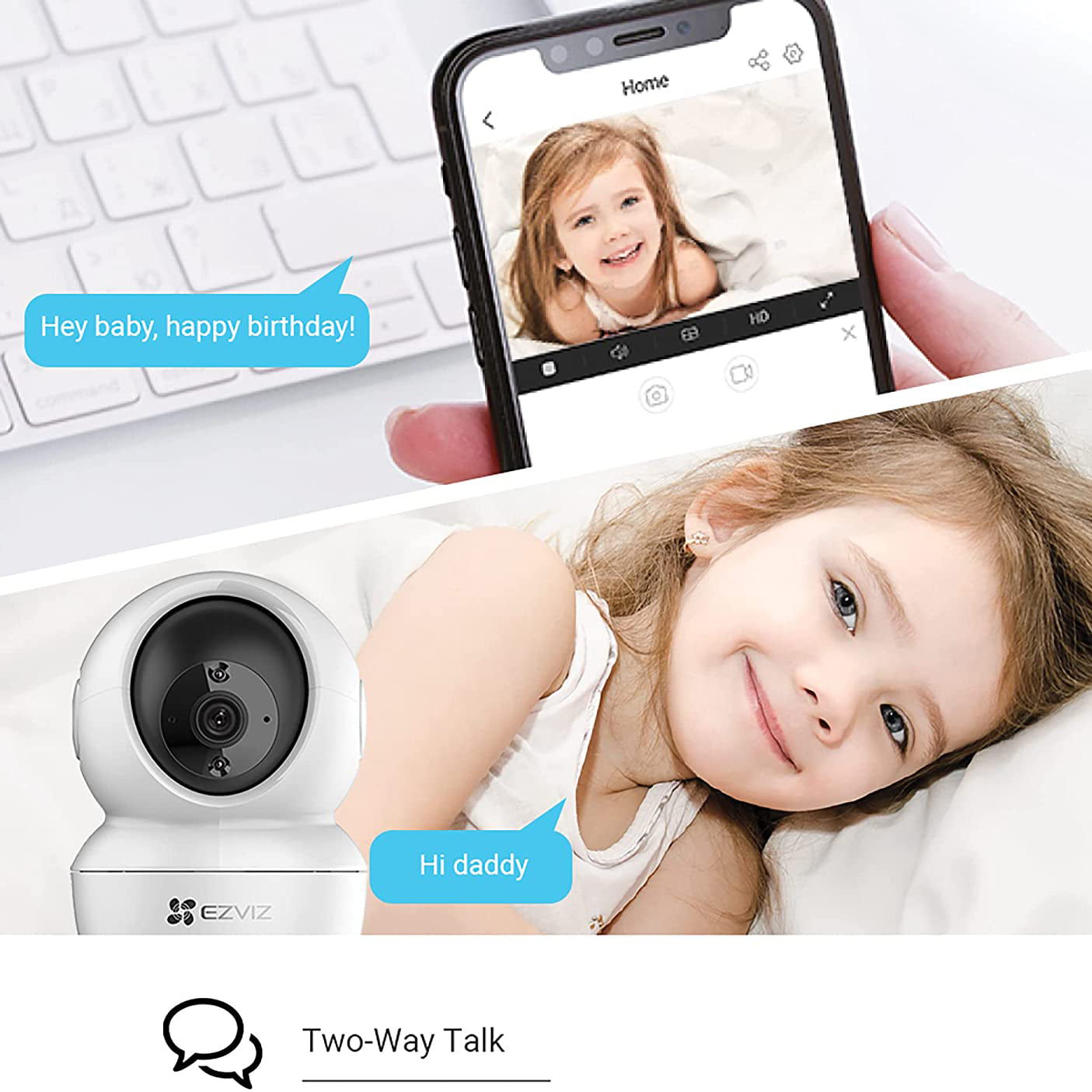 EZVIZ C6N 4MP Indoor WiFi Pan & Tilt Camera, Motion Detection with H.265 Video Technology, Smart Tracking, Smart Night Vision, Two-Way Talk - White