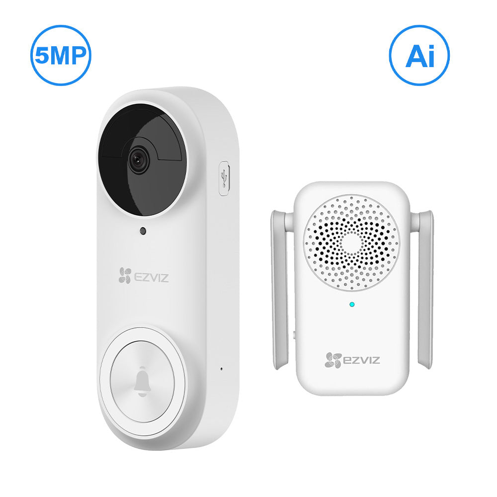 EZVIZ DB2 PRO 2k Battery-powered Video Doorbell Kit, Multiple Ringtones Available, Anti-Tamper Alarm, Wi-Fi Chime Included (Supports microSD card up to 256 GB)
