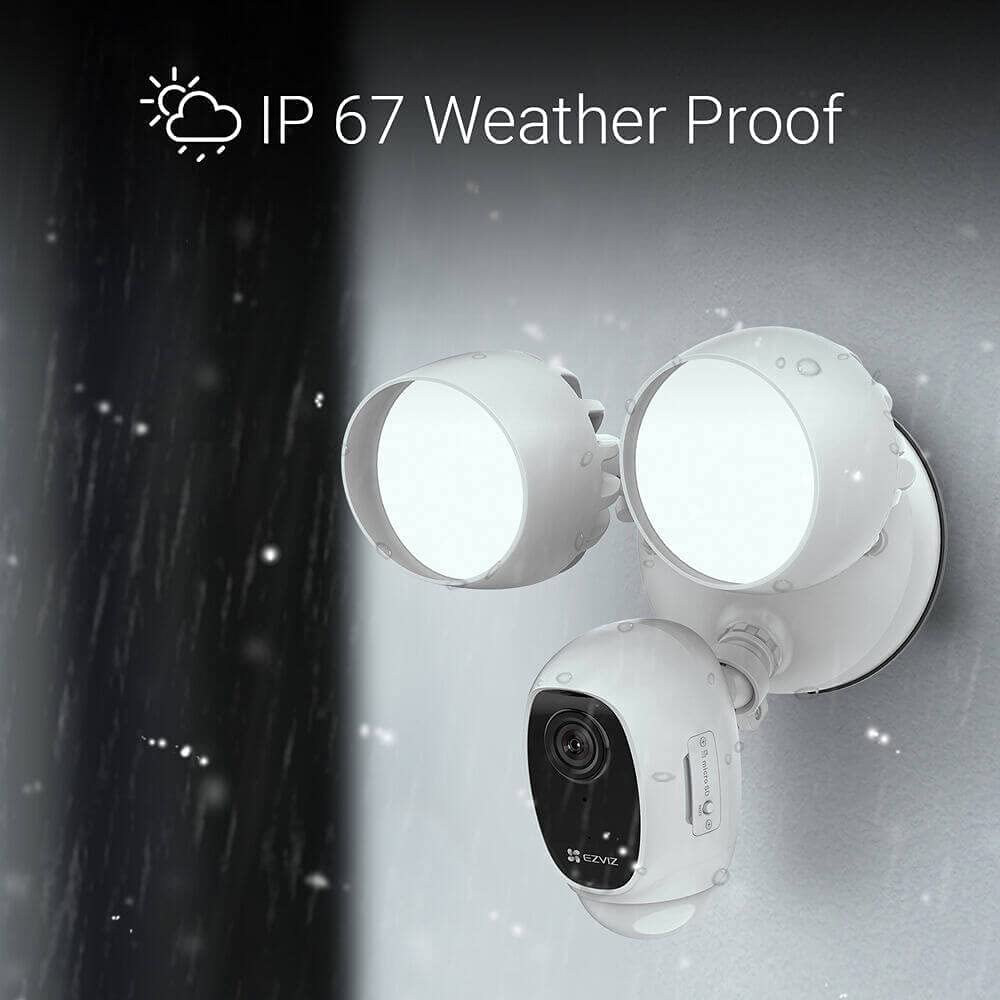 EZVIZ LC1C 1080P Outdoor WiFi Camera with Floodlights, Motion-Activated Enhanced with PIR & H.265, Floodlight & Siren Alarm, Starlight Color Night Vision