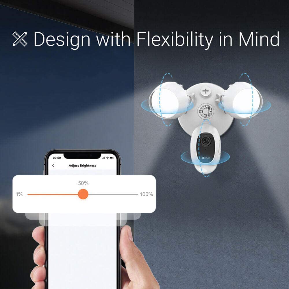 EZVIZ LC1C 1080P Outdoor WiFi Camera with Floodlights, Motion-Activated Enhanced with PIR & H.265, Floodlight & Siren Alarm, Starlight Color Night Vision