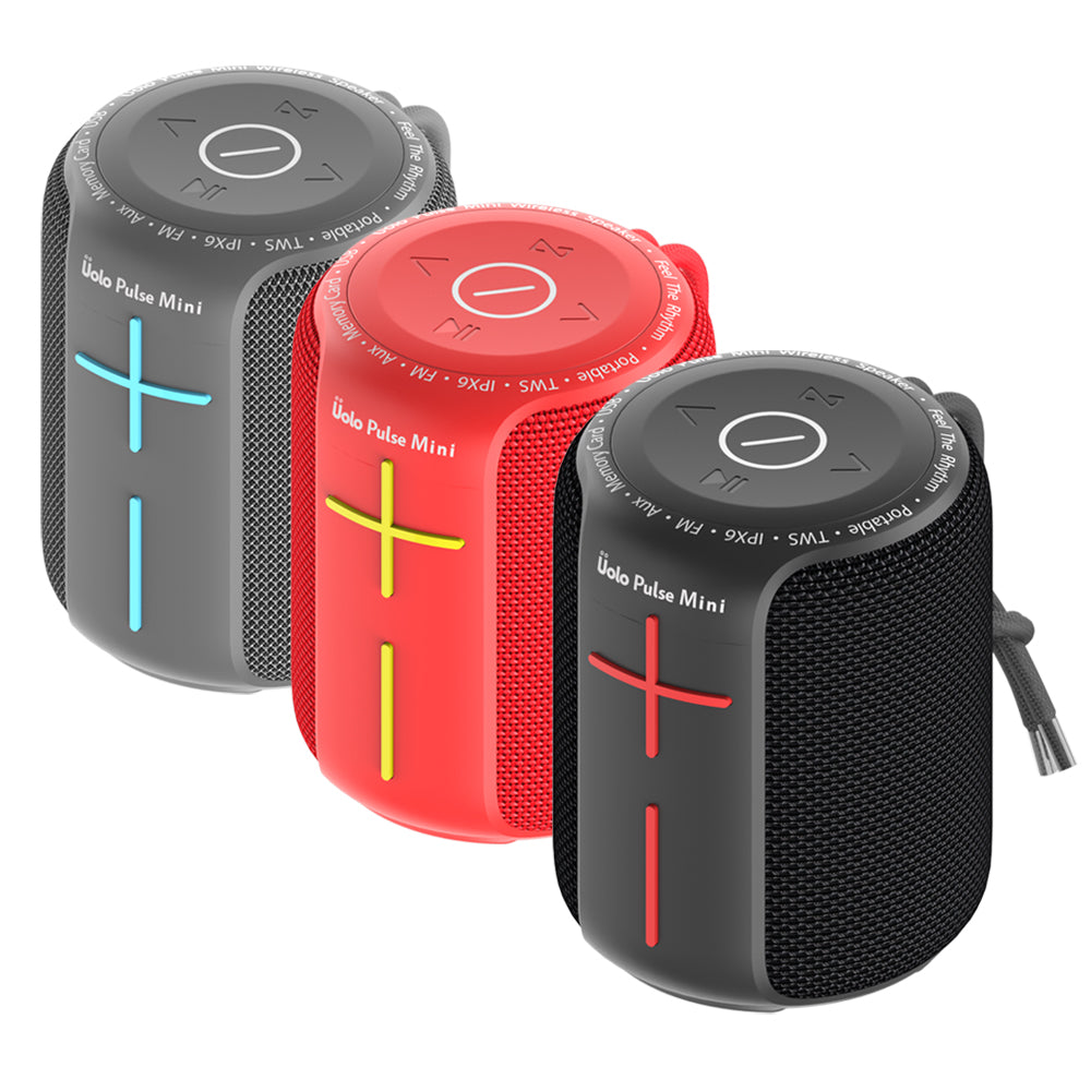 Uolo Pulse Mini Wireless & FM Radio Tuner [5W] Stereo Sound, Water Resistant, 8+ Hours Playtime Ultra-Portable Bluetooth Speaker