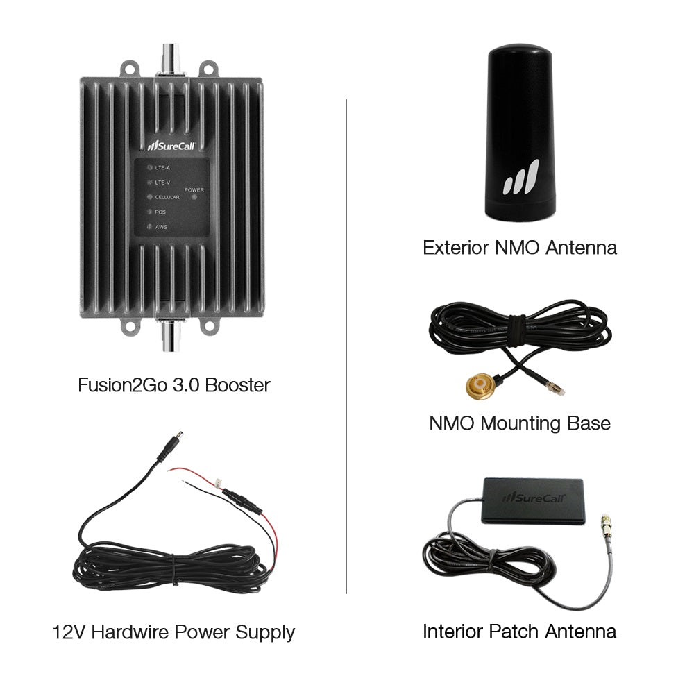 Surecall Fusion2Go 3.0 Fleet [Multi User] In-Vehicle Cell Phone Signal Booster Kit for Car, Truck SUV, All Carriers 3G/4G LTE