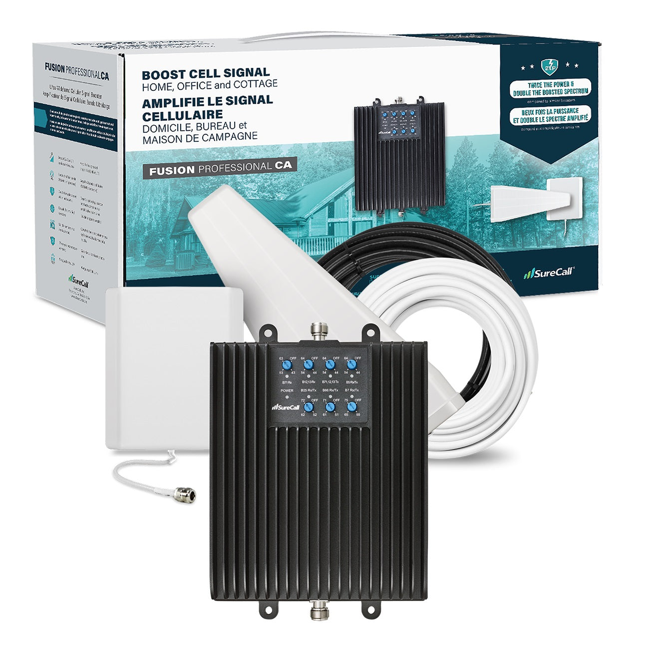 SureCall Fusion Professional 2.0 Cell Phone Signal Booster Kit for Home/Office | Up to 17000 sq ft | All Canadian Carriers 4G/5G - Bell, Rogers, Telus | ISED Approved