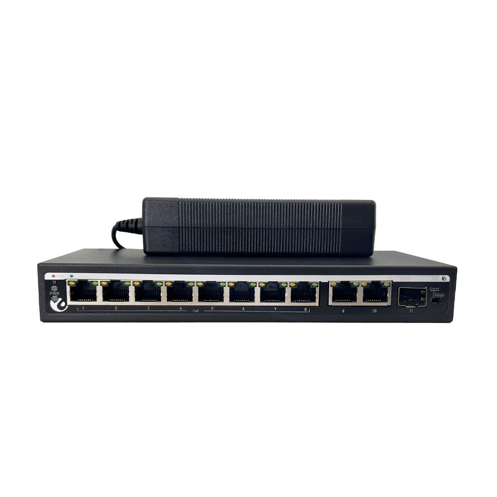 8 Ports 1000M PoE Switch, 2GB RJ45 and 1SFP, 96W 250M Supported